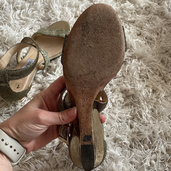 Jimmy Choo Gold Chiara Strap Sandals - Picture 4 of 9